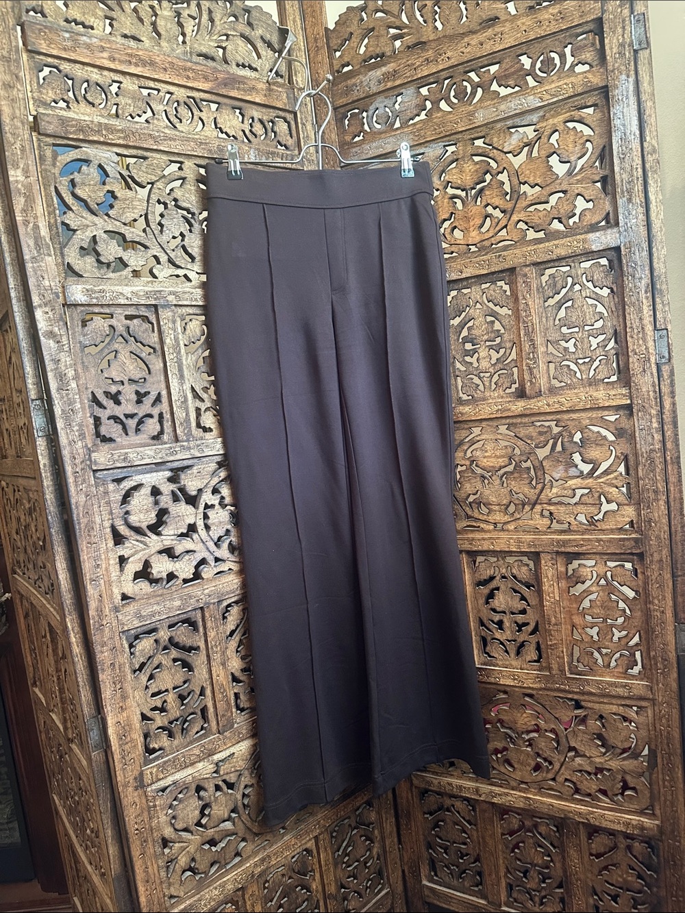 Classic Dark Brown Wide-Leg Women's Pants